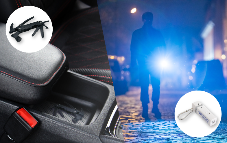 Two people swimming with a phone pouch to keep their phone dry. A tent with a lantern.