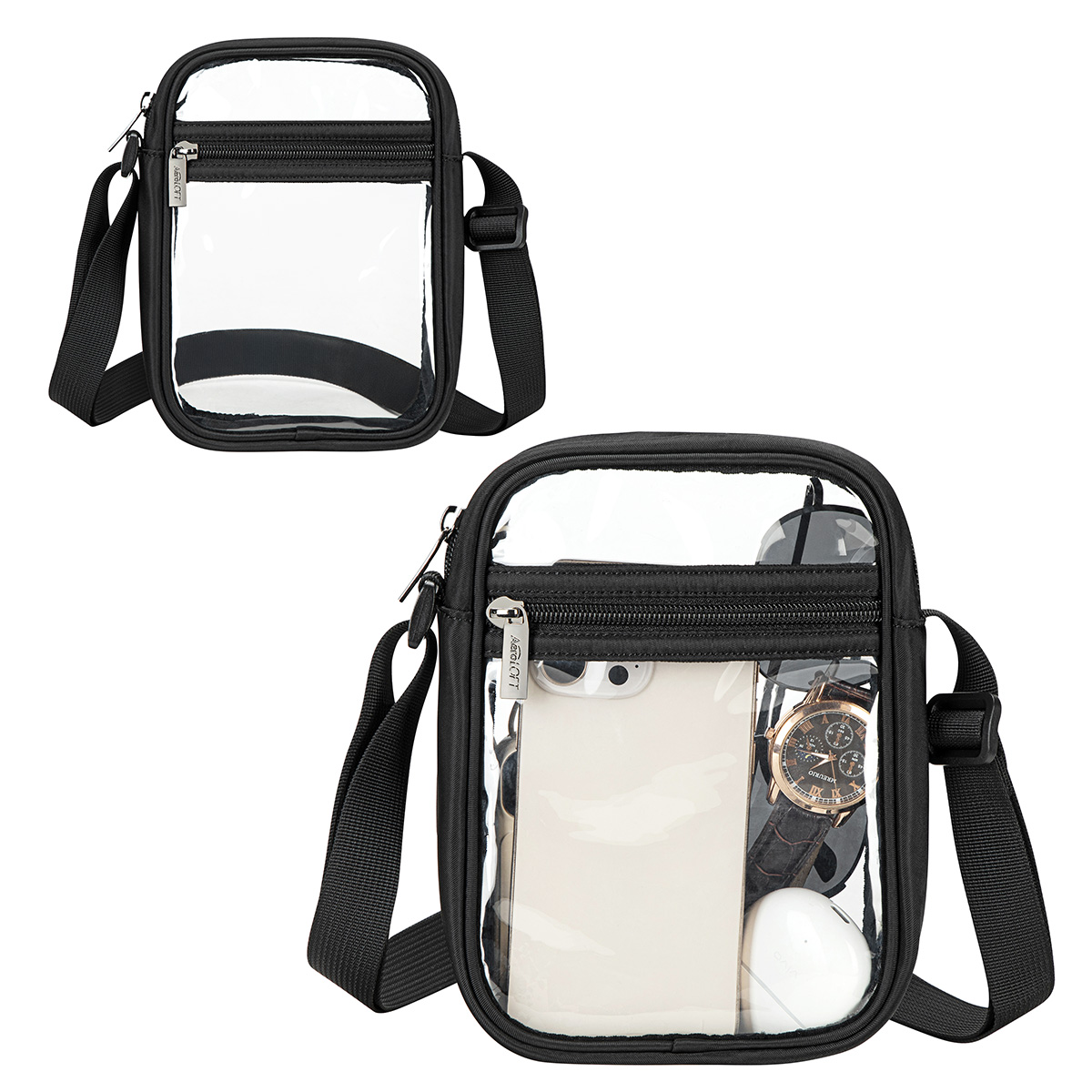 AeroLOFT® Clear View Crossbody Stadium Bag — Black