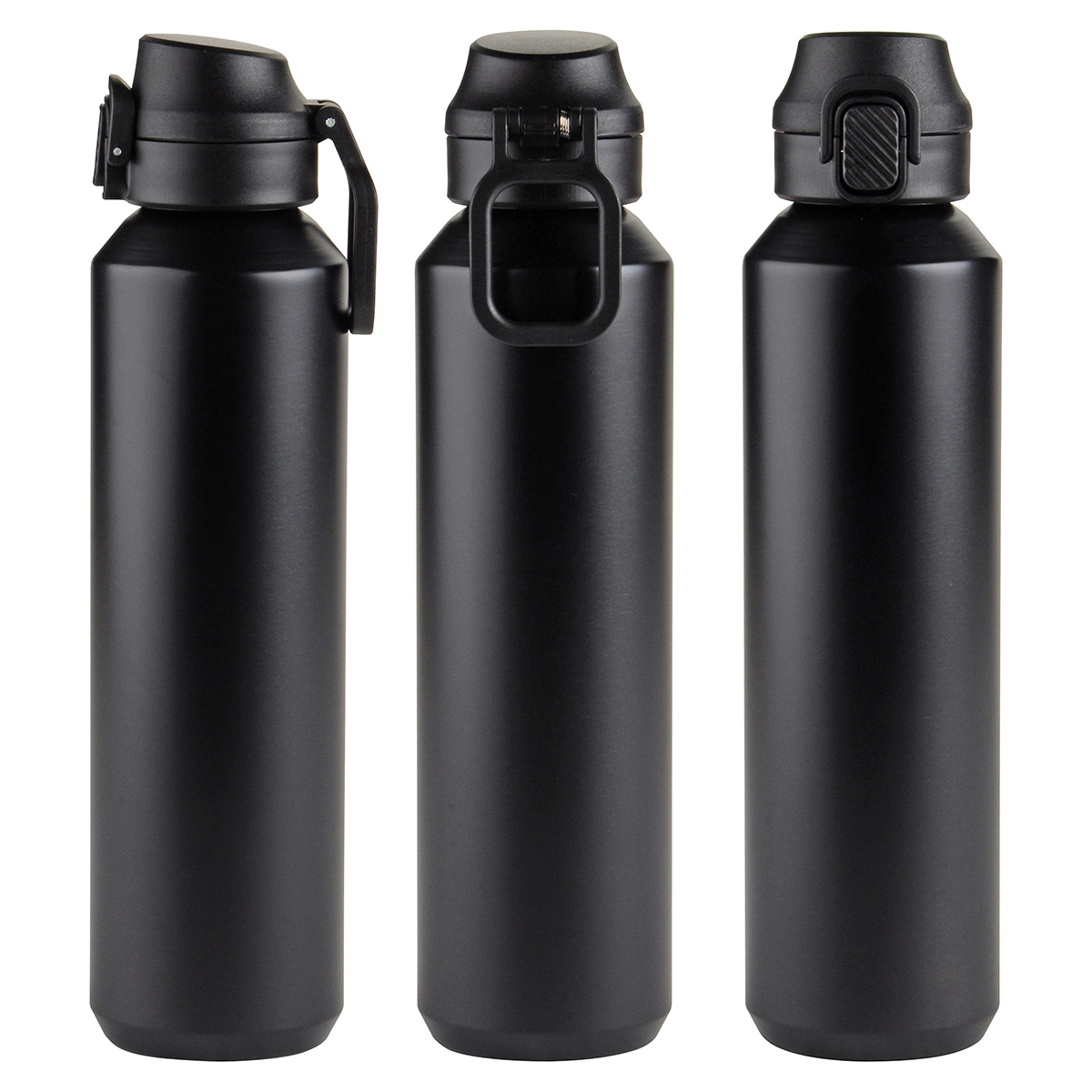 Nexus 27 oz Recycled Aluminum Bottle with Flip-Top Lid and Carabiner — Black