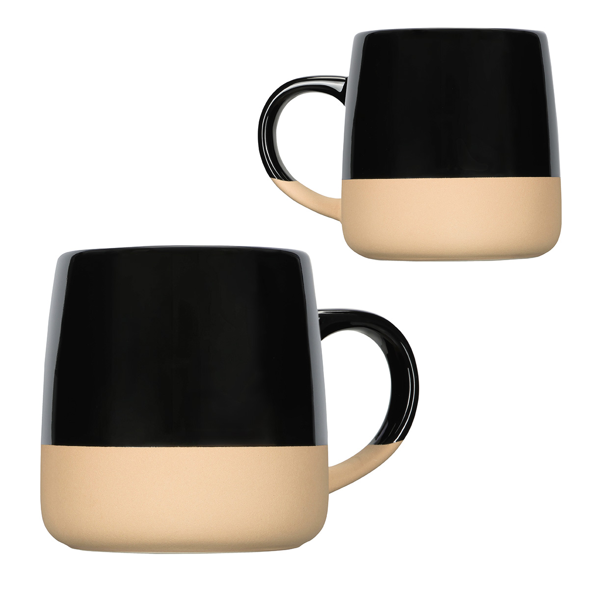 Artisan 15 oz Ceramic Mug w/ Clay Base — Black