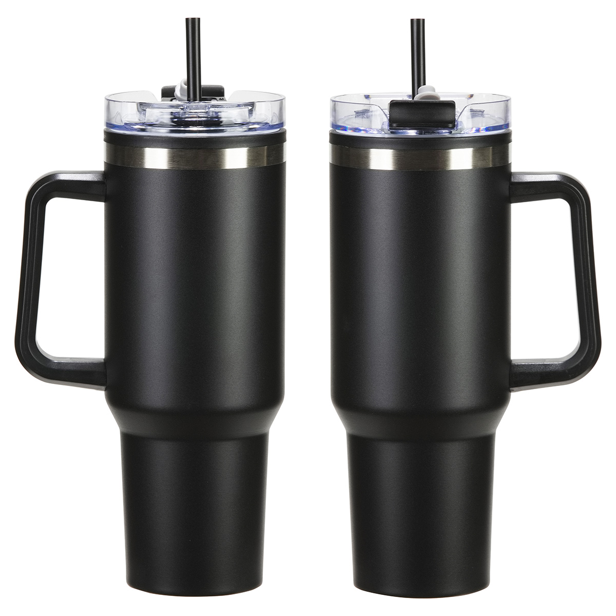 Ohana 40 oz Stainless Steel/Polypropylene Mug with Color-Matching Handle — Black