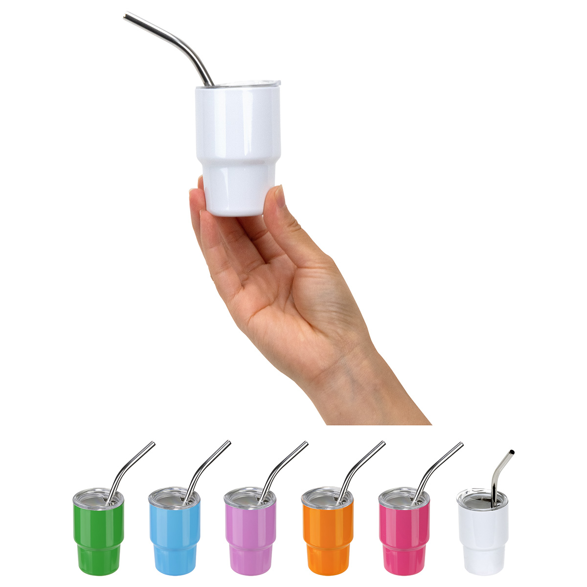 Mini Belmont 3 oz Double-Wall Stainless Steel Tumbler with Straw