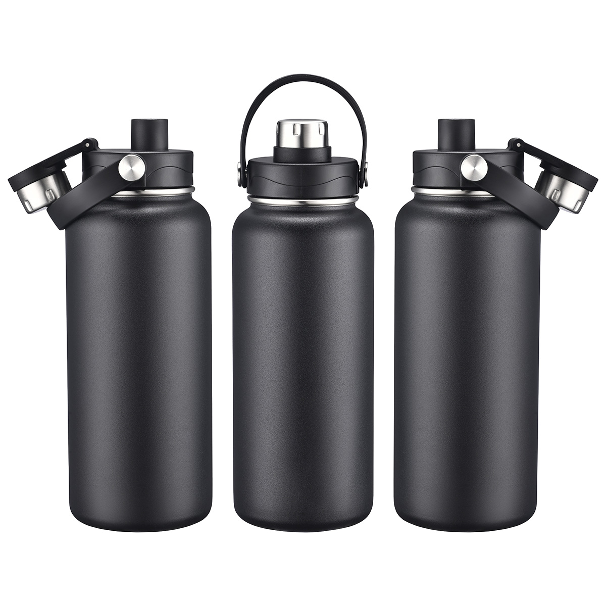 Bresso 34 oz Vacuum Insulated Bottle with Twist Top Spout — Black