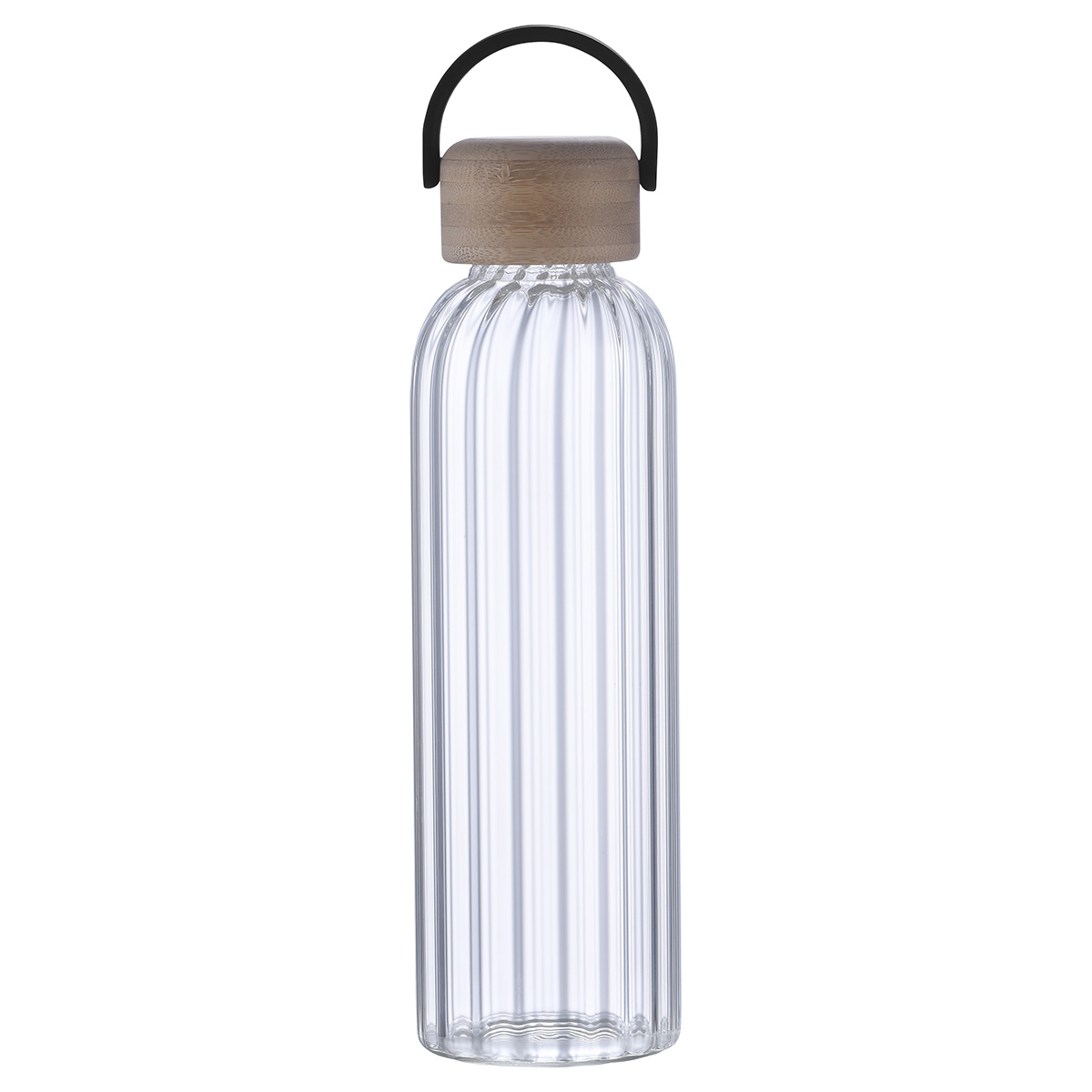 Eos 21 oz Glass Bottle w/ Bamboo Lid — Black