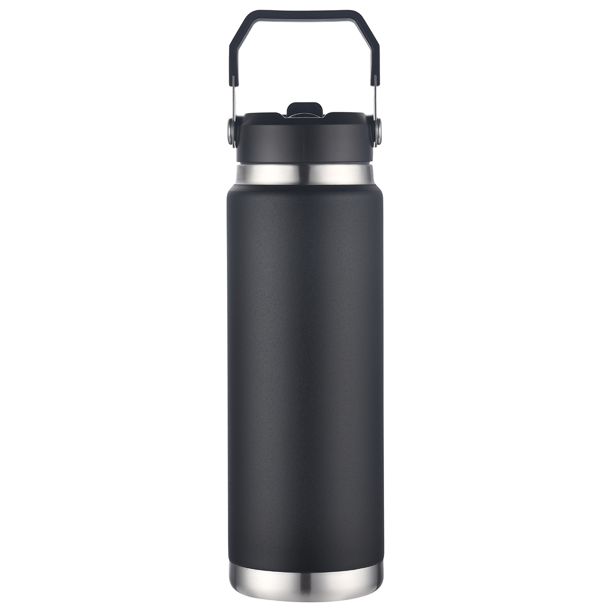 Senago 30 oz Vacuum Insulated Stainless Steel Bottle with Build-in Straw — Black