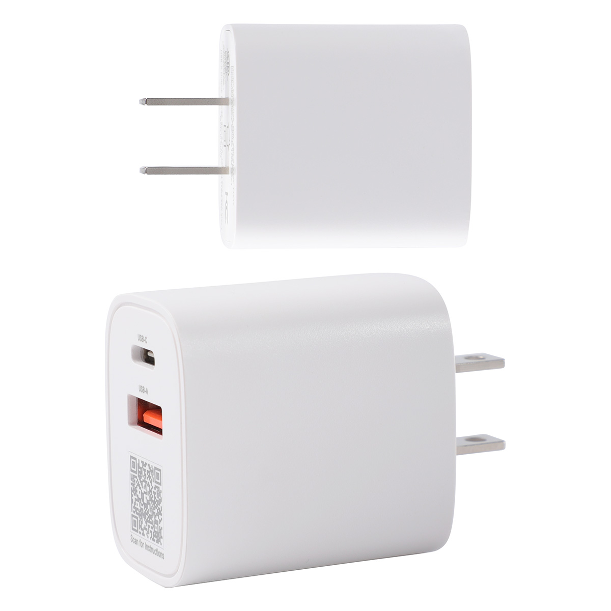 Channel 20W 2- Port PD Wall Charger with Dual Outputs
