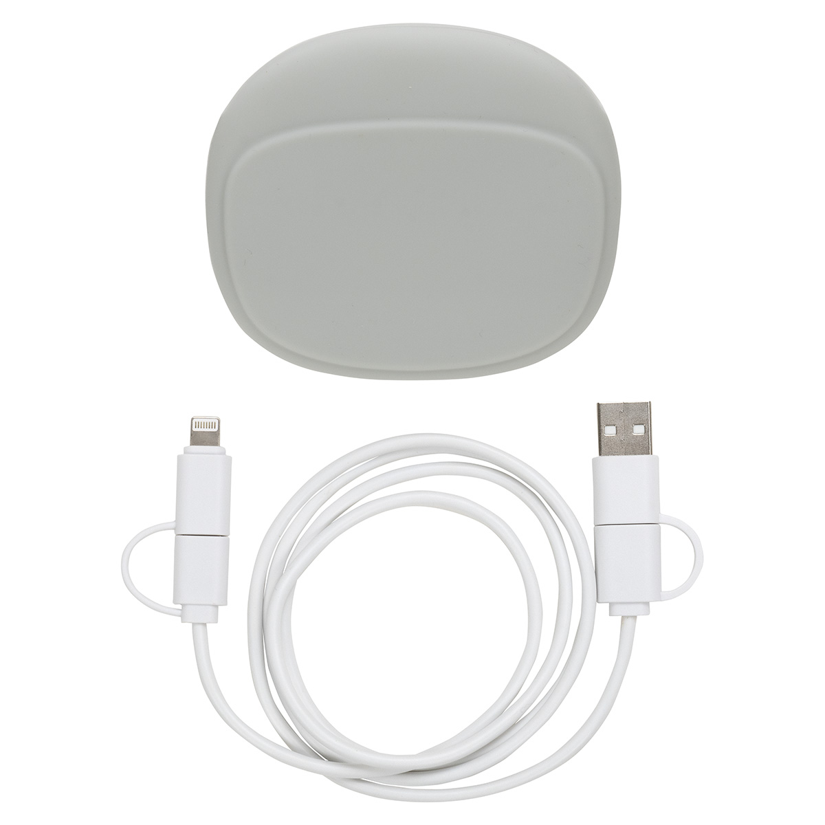 Stow 'N Go 4-in-1 60W PD 39" Data & Fast Charging Cable with Silicone Pouch — Light Gray