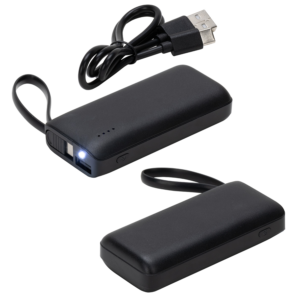 Chancellor 5000mAh Power Bank with USB-C Built-in Cable — Black