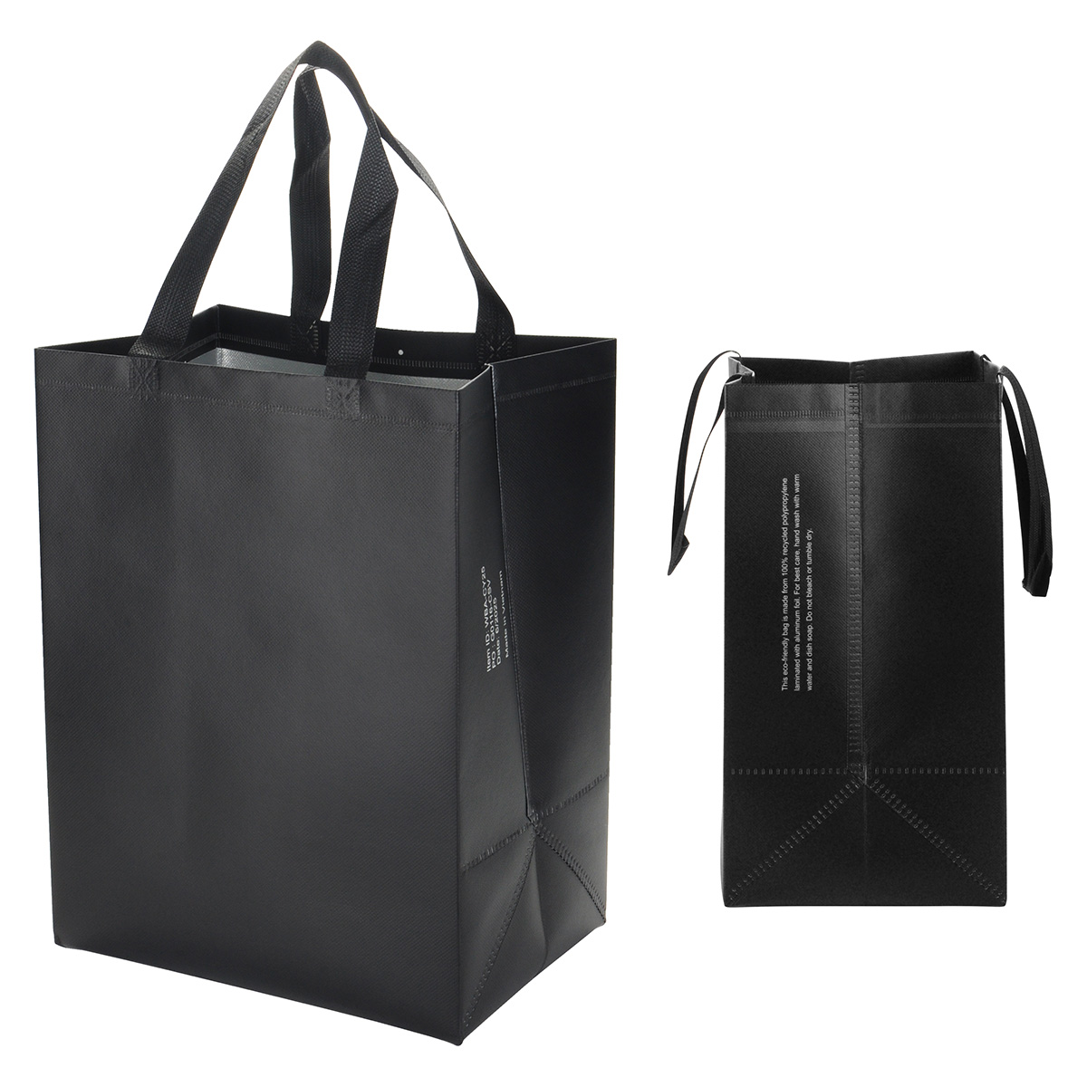 Calypso 75GSM Recycled Non-Woven Polypropylene Heat-Sealed Insulated Tote — Black