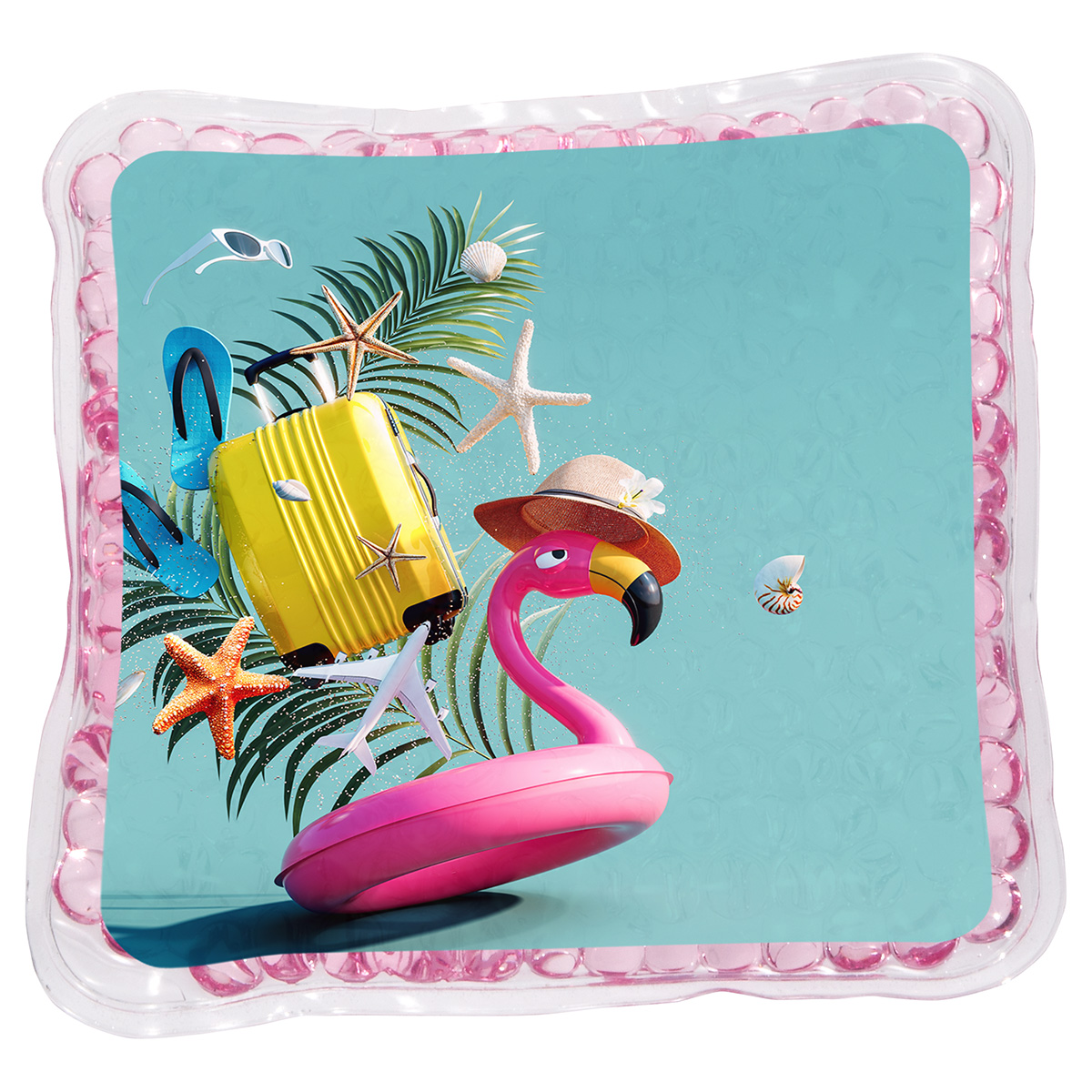 Pink Flamingo Tube Square Aqua Pearls™ Hot/Cold Pack