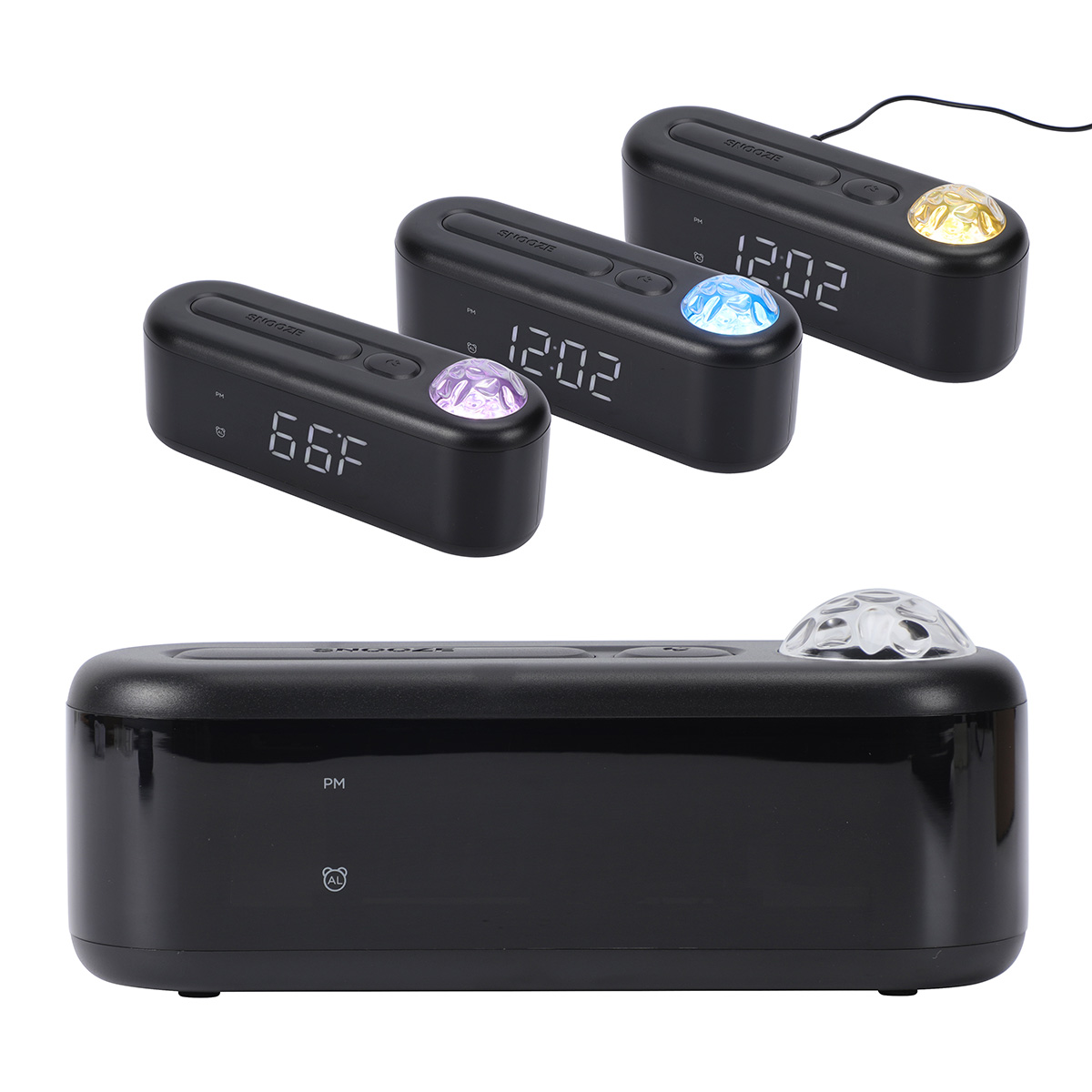 Ambiance Digital Alarm Clock with Ocean & Aurora Ceiling Projection