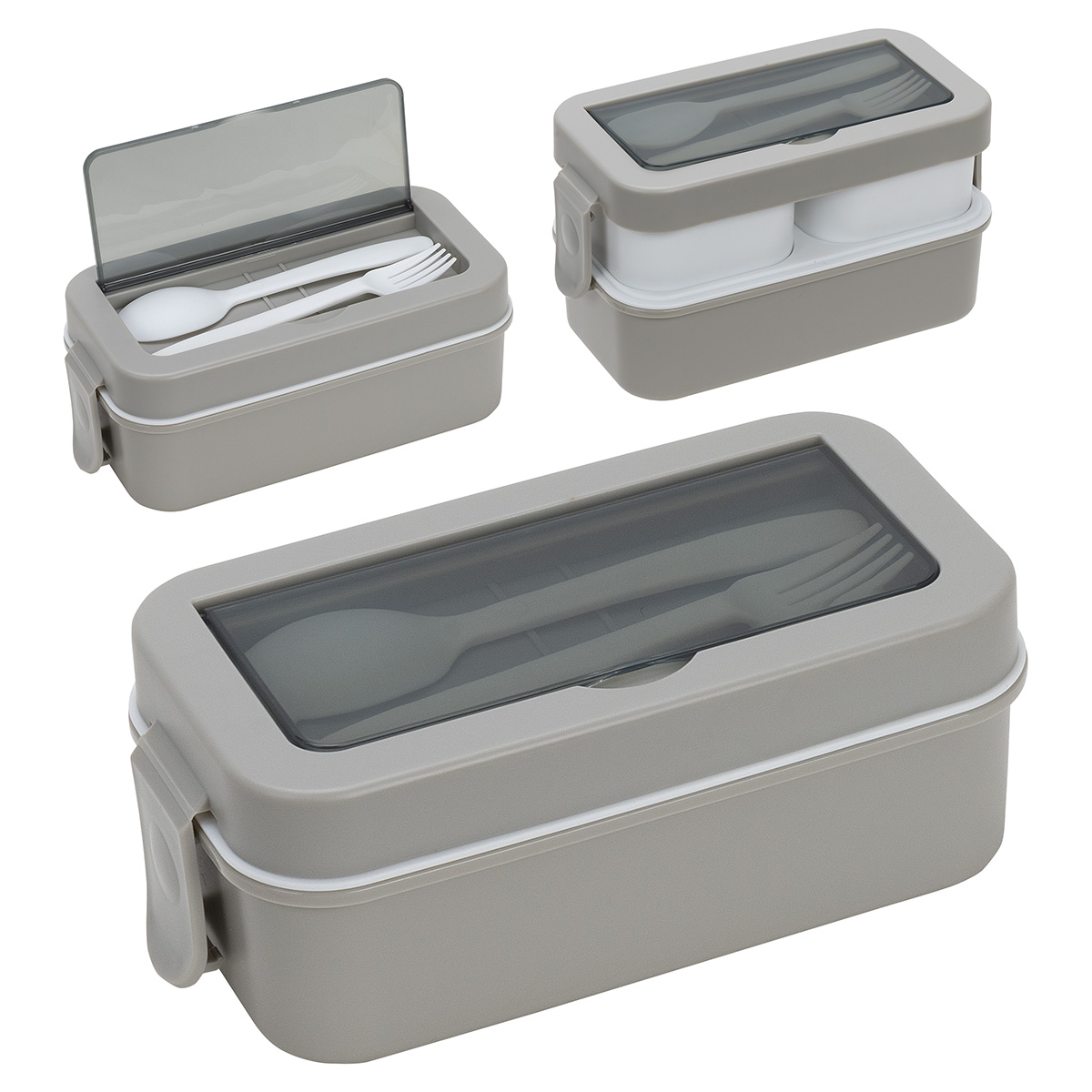 Connoisseur 3-Compartment Stackable Lunch Box with Utensils