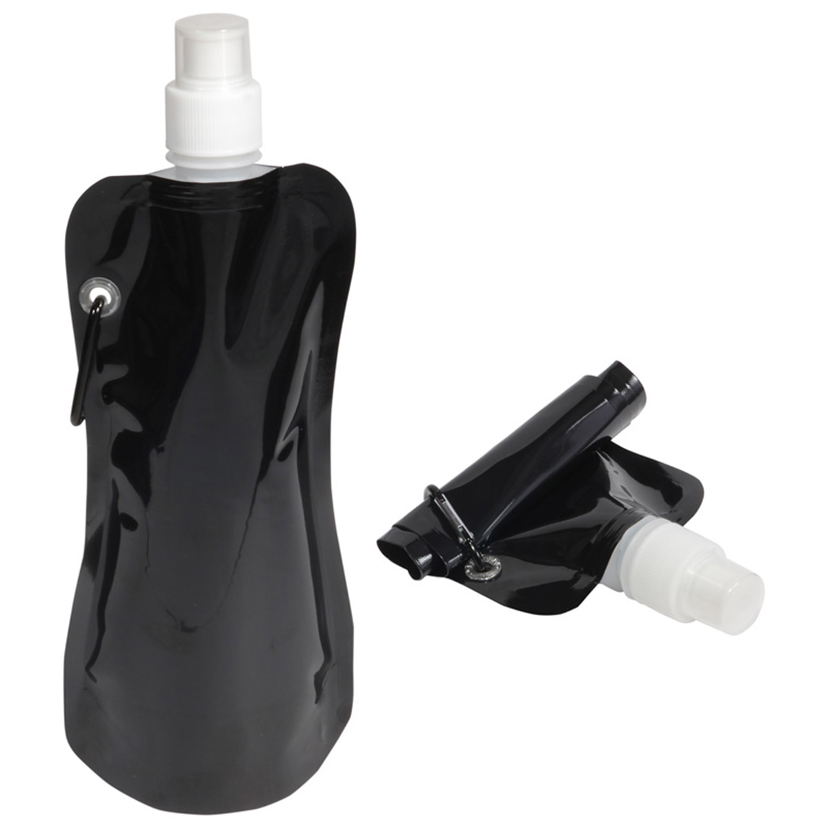Flex Foldable 16 oz Water Bottle with Carabiner — Black