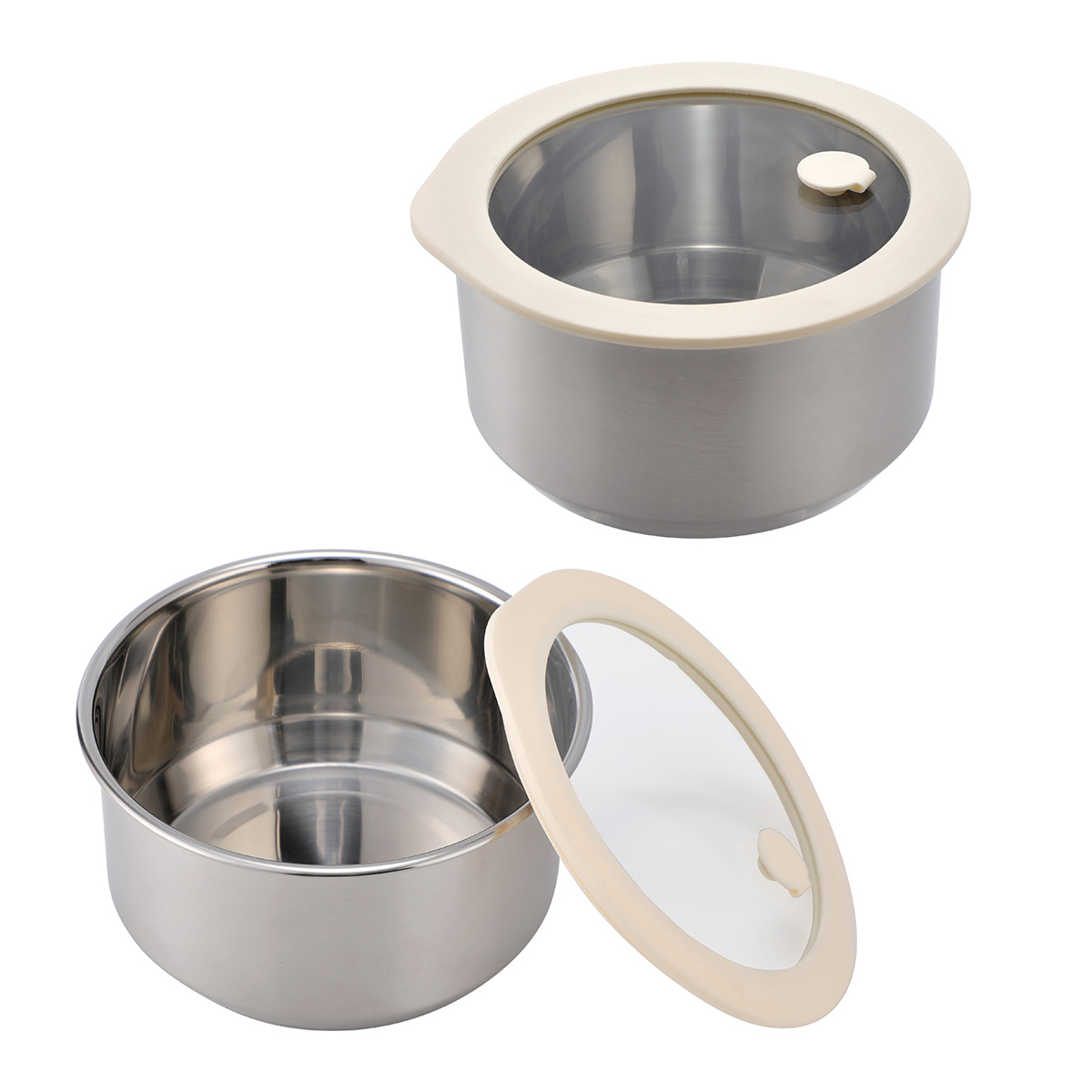 Prima 38 oz Microwaveable Stainless Steel Bowl With Vented Glass Lid