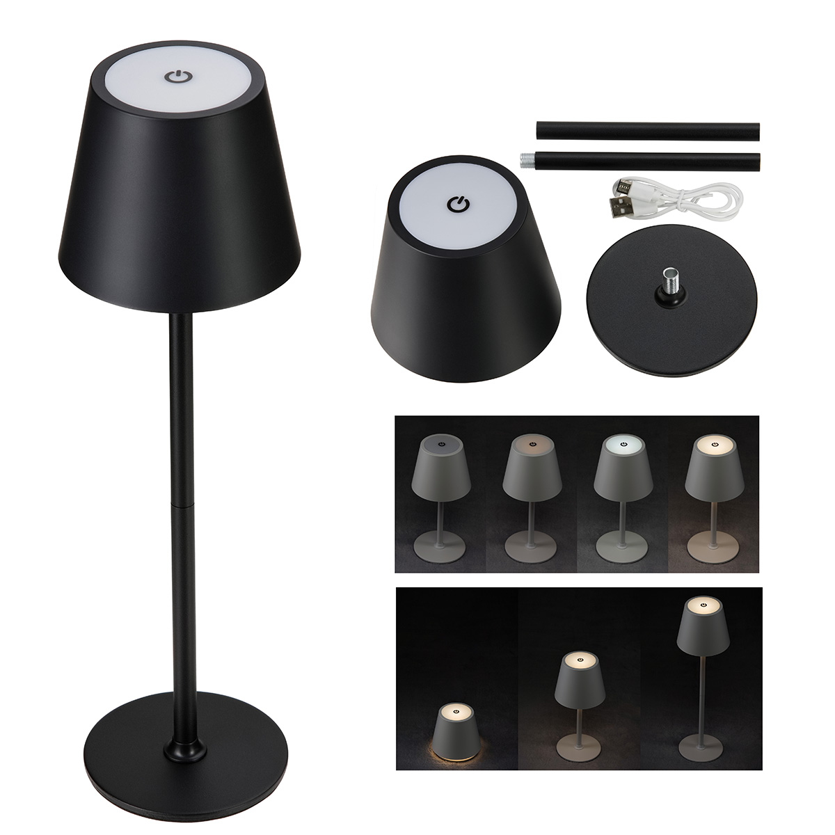 Illume Rechargeable Touch-Control Mini Desk Lamp — Black