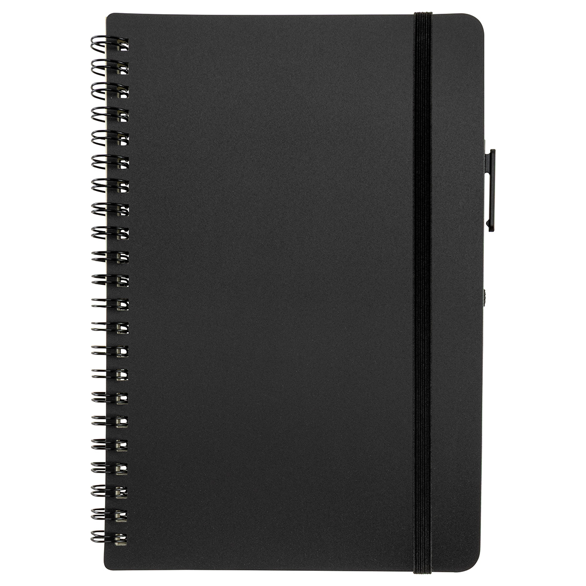Avignon Repreve® Recycled Hardcover Spiral Notebook with Pen — Black