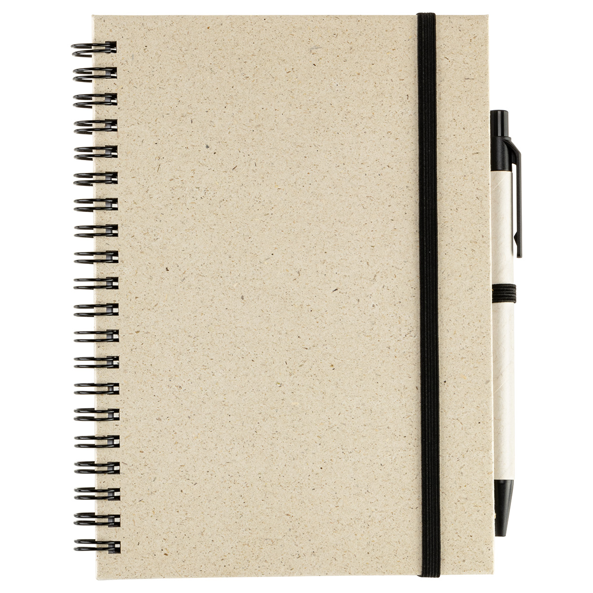 Prairie Fragrant Grass Recycled Spiral Notebook with Pen — Black