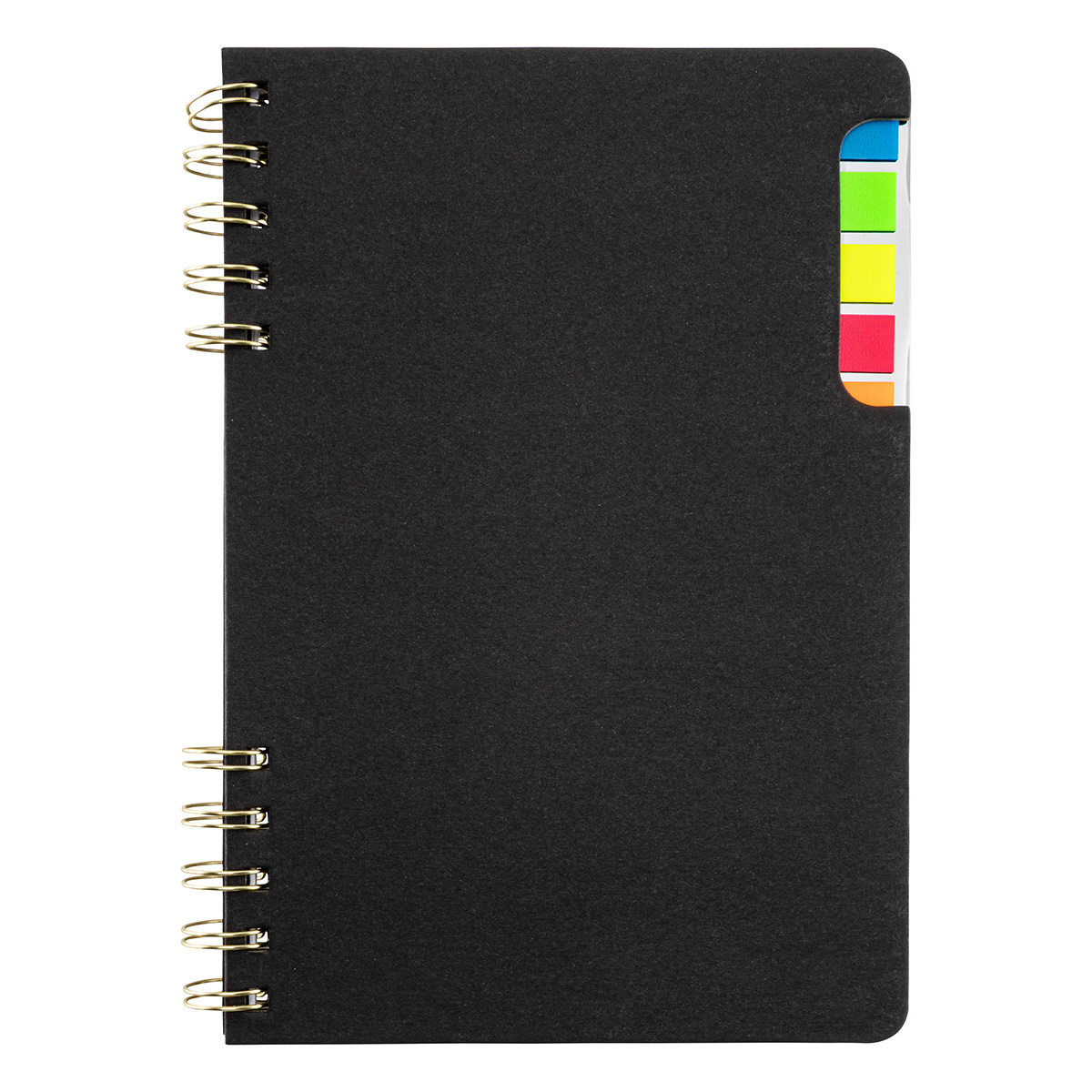 Praxis Recycled Spiral Notebook with Sticky Flags — Black