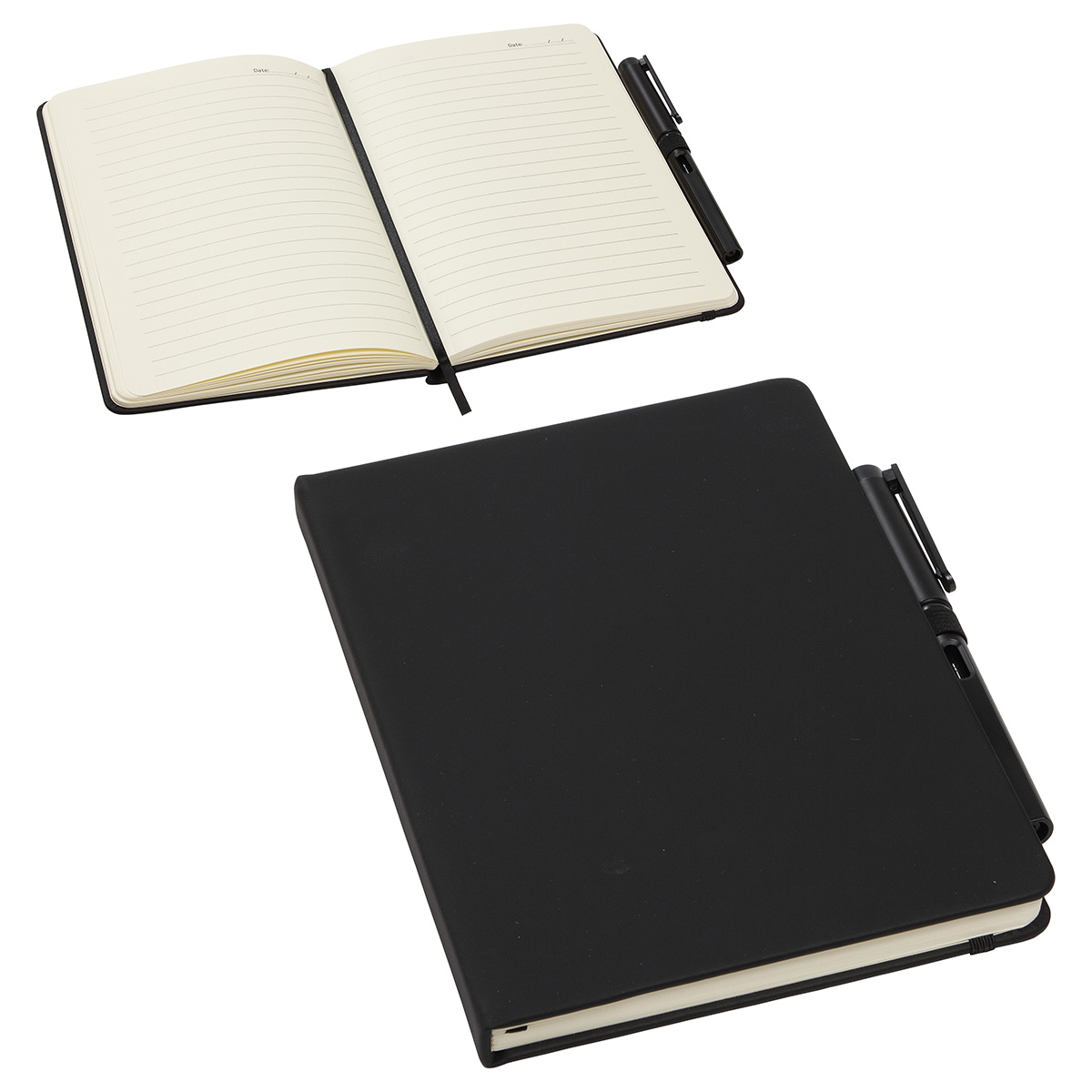 Quorum Soft Touch Journal with Matching Color Gel Pen — Black