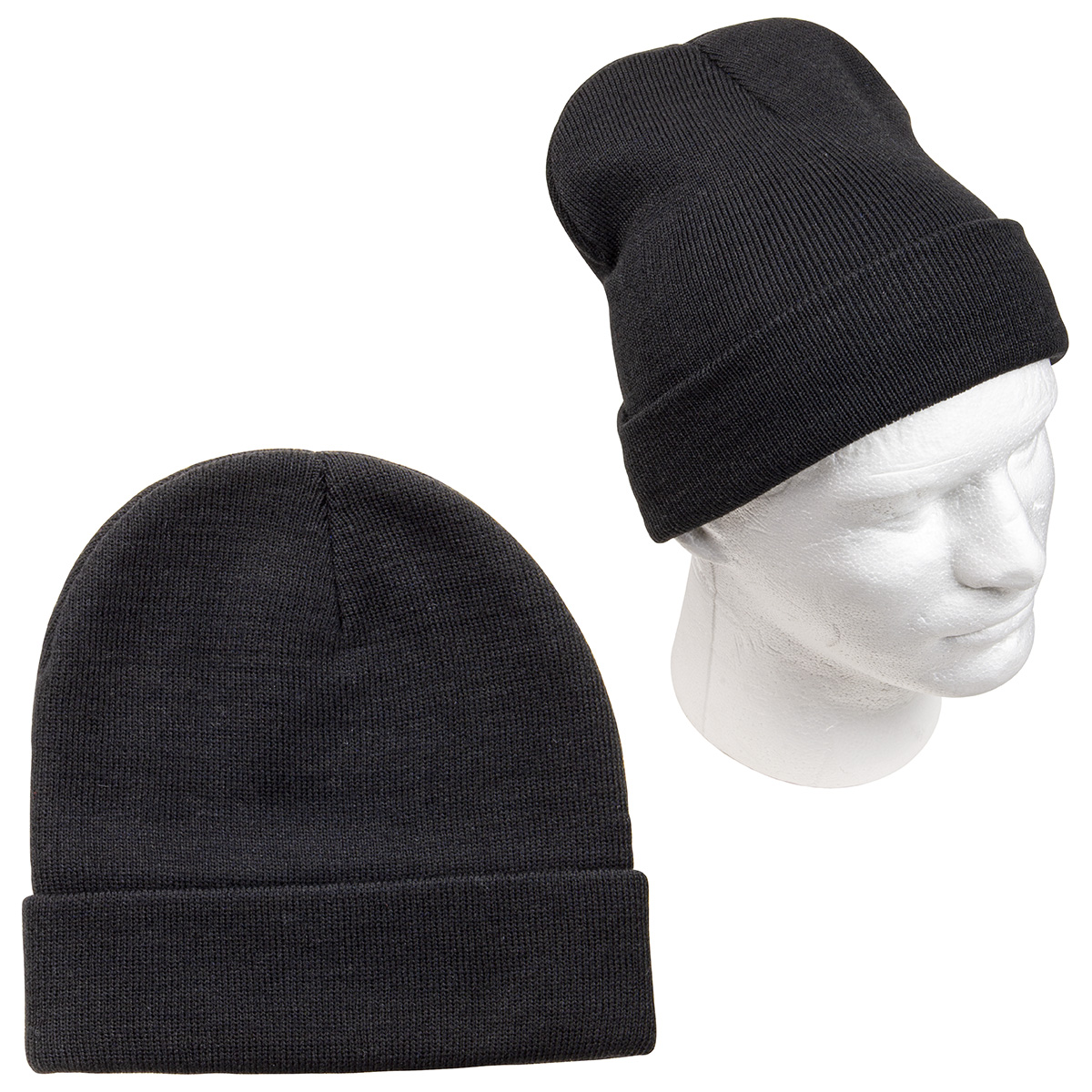 Farview Roll Up Cuff RPET Knit Beanie — Black