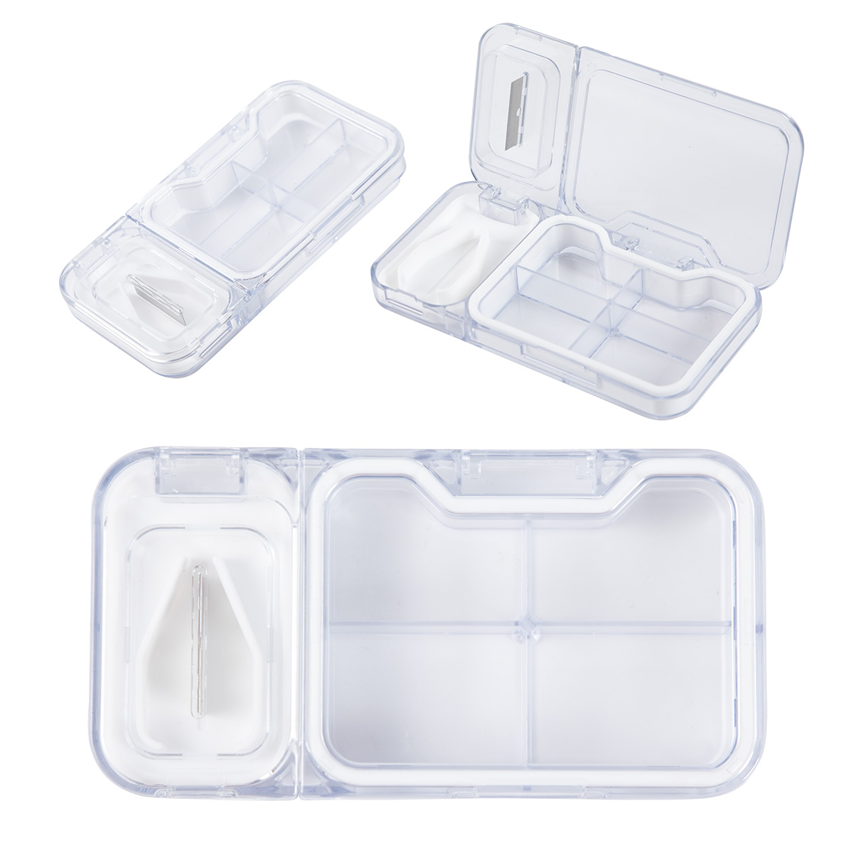 Cache 4-Compartment Pill Box with Tablet Cutter