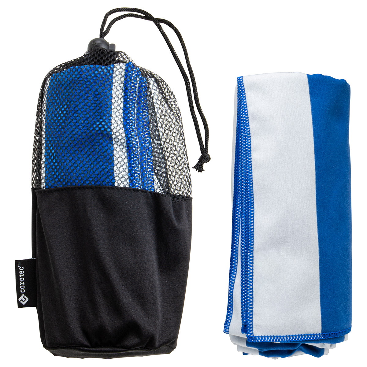 Sandpiper 30" x 60" Striped Microfiber Beach Towel with Net Carrying Pouch