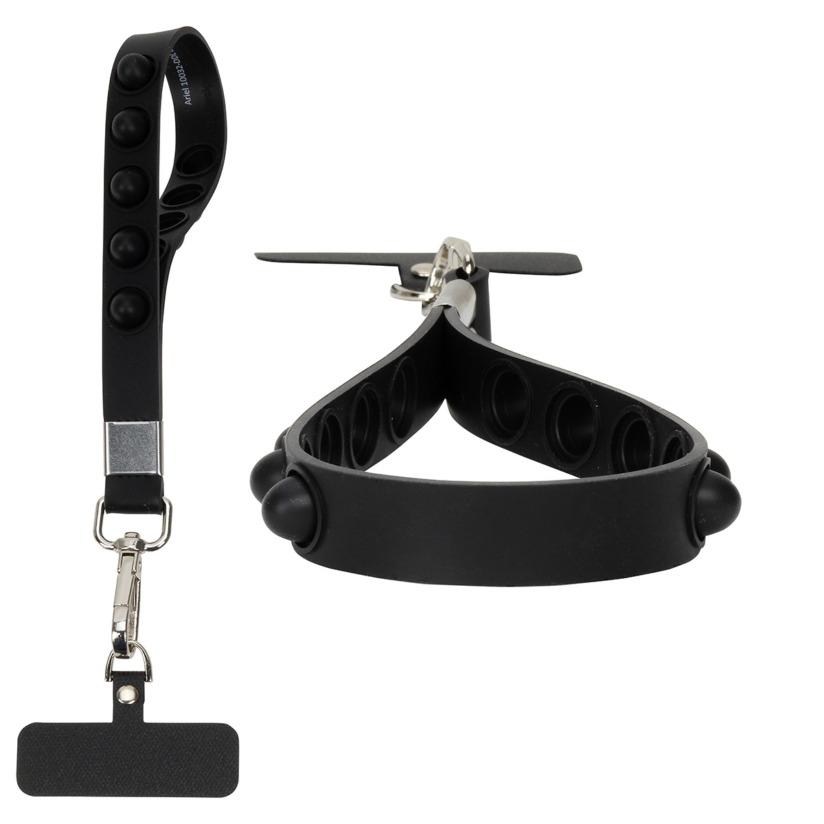 2-in-1 Push Pop Stress Reliever Phone and Keychain Wristlet — Black