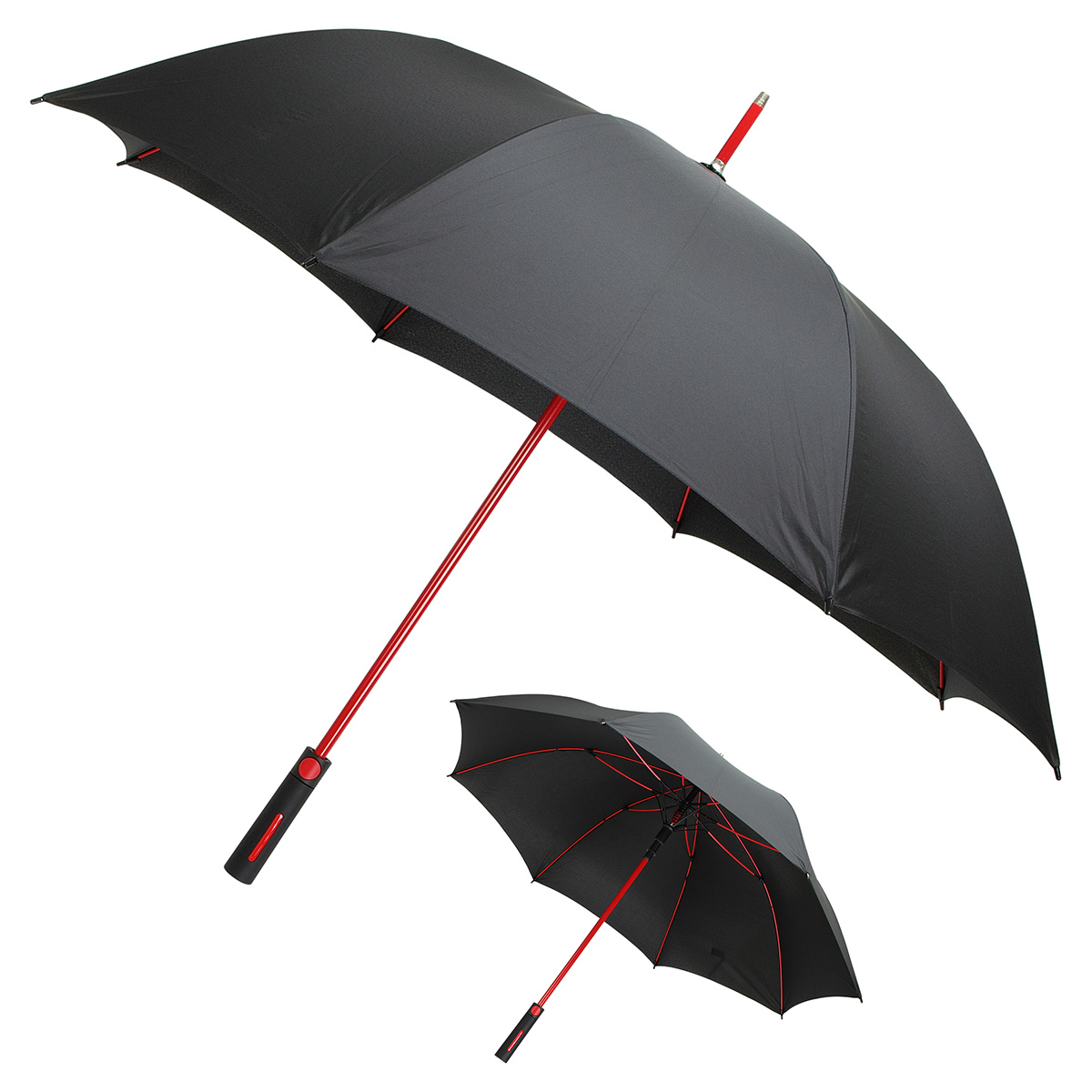 Parkside Auto-Open Umbrella with Contrasting Color Frame — Red