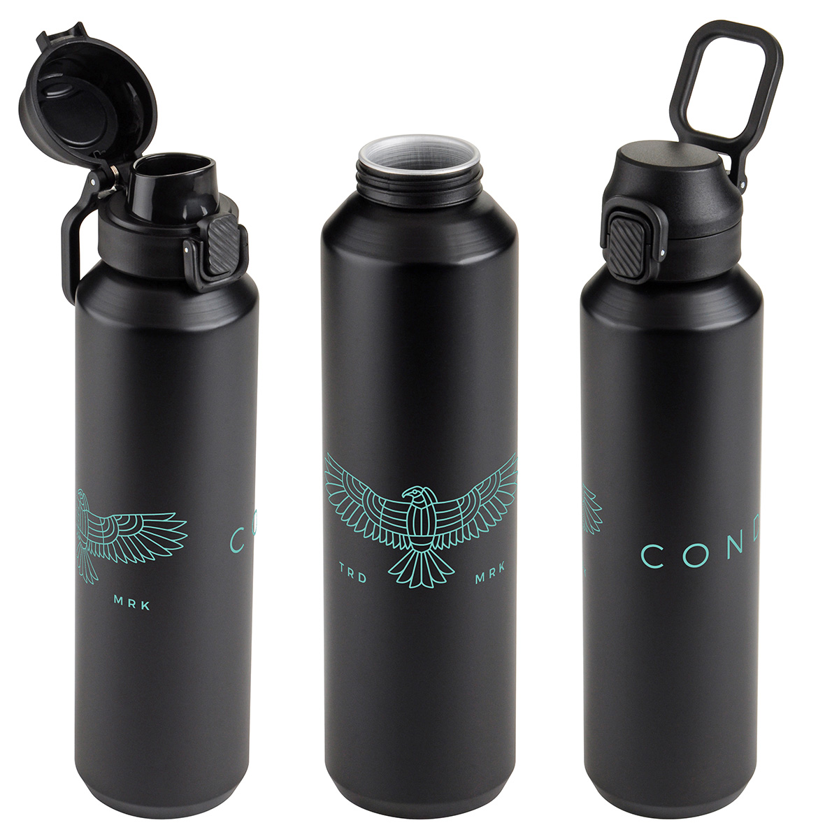 Nexus 27 oz Recycled Aluminum Bottle with Flip-Top Lid and Carabiner 197
