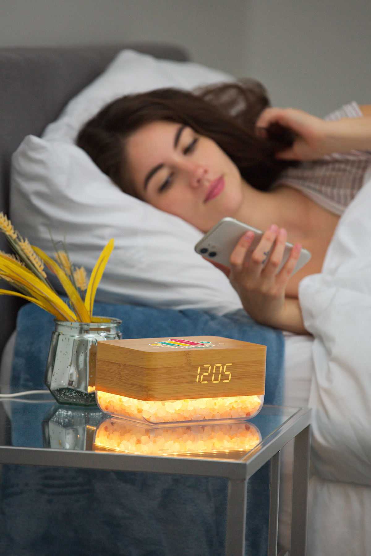 Sunrise Alarm Clock with Himalayan Salt Lamp + Wireless Charger 20