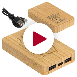 Bamboo 5000mAh Dual Port Power Bank with Wireless Charger