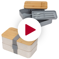 Double Decker Lunch Box with FSC® Bamboo Lid & Utensils